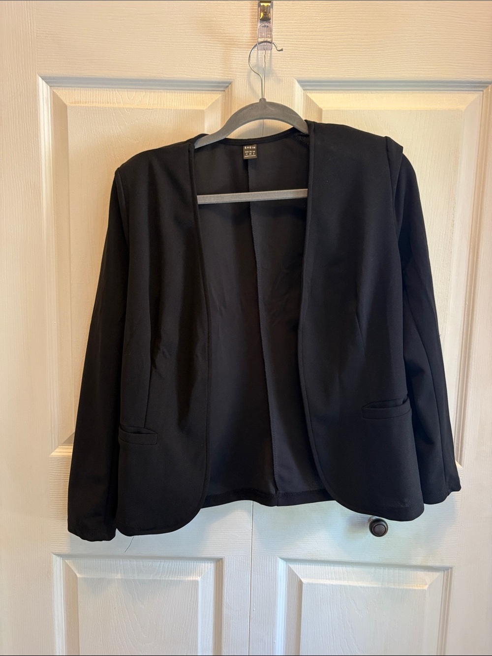 SHEIN Black Open-Front Blazer Jacket